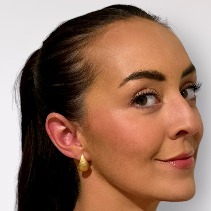 Matte Gold Teardrop Studs
