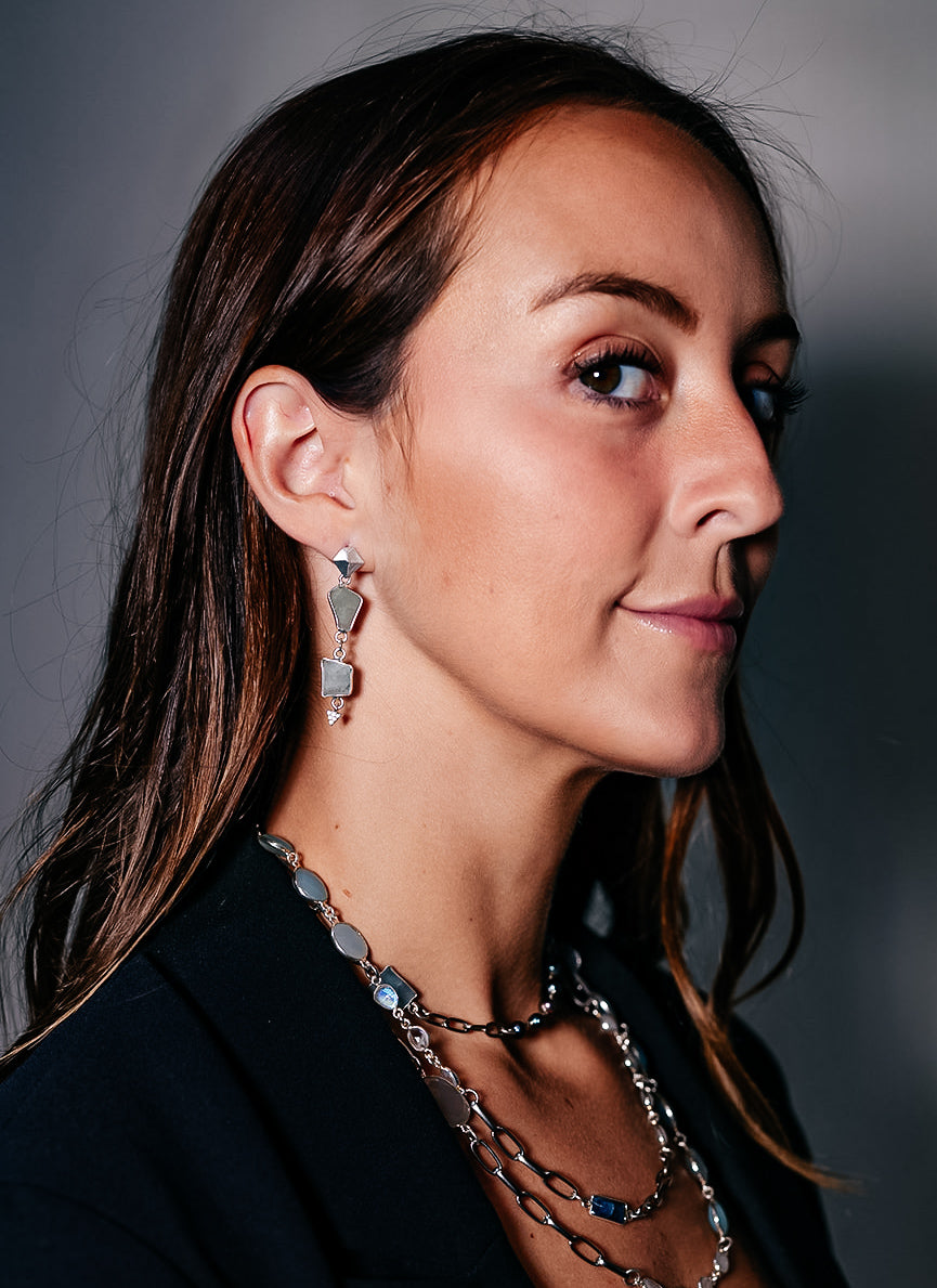 Asymetrical aquamarine earrings.