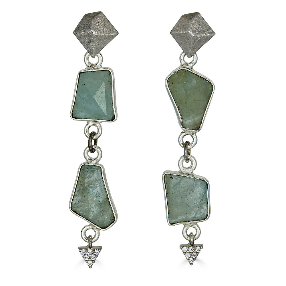 Asymettrical aquamarine earrings.