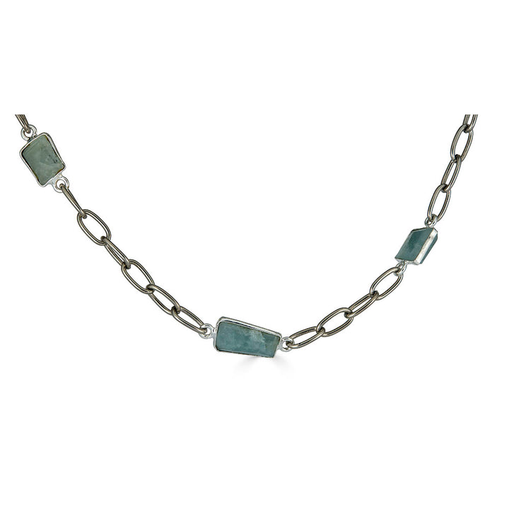 an asymmetrical aquamarine necklace