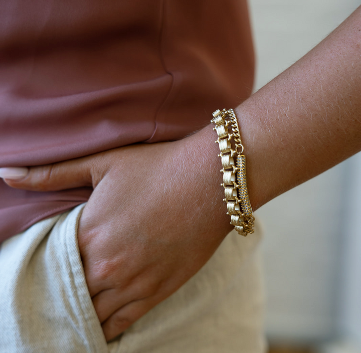 A vintage inspired bookchain bracelet with a magnetic clasp