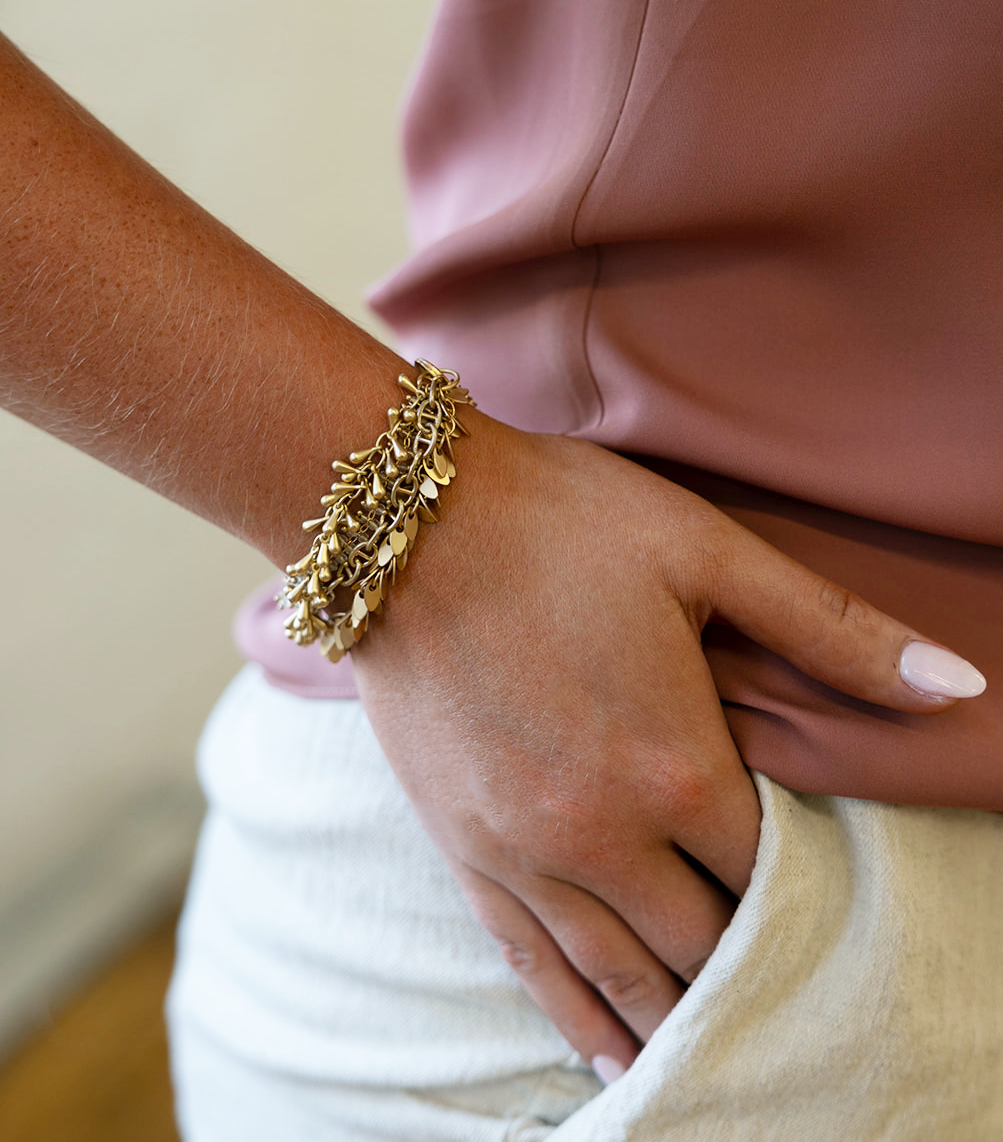 Matte Gold Four Strand Fringe Bracelet
