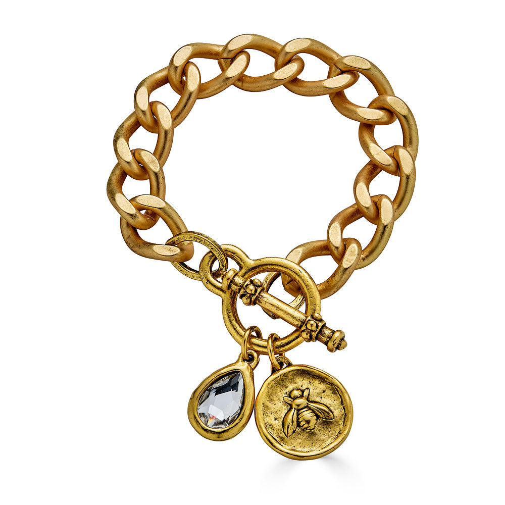 Matte Gold Chunky Bee Charm Bracelet – Loni Paul Jewelry