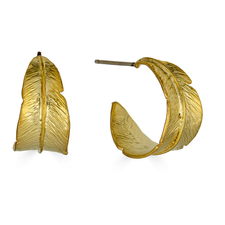 gold leaf hoop earring