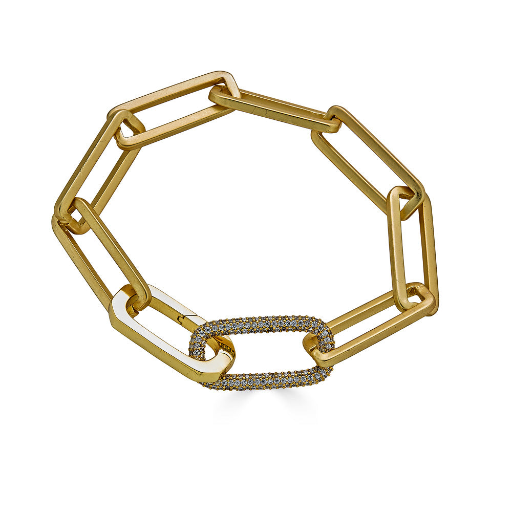 Matte Gold Chunky Rectangle Paperclip Bracelet Loni Paul Jewelry