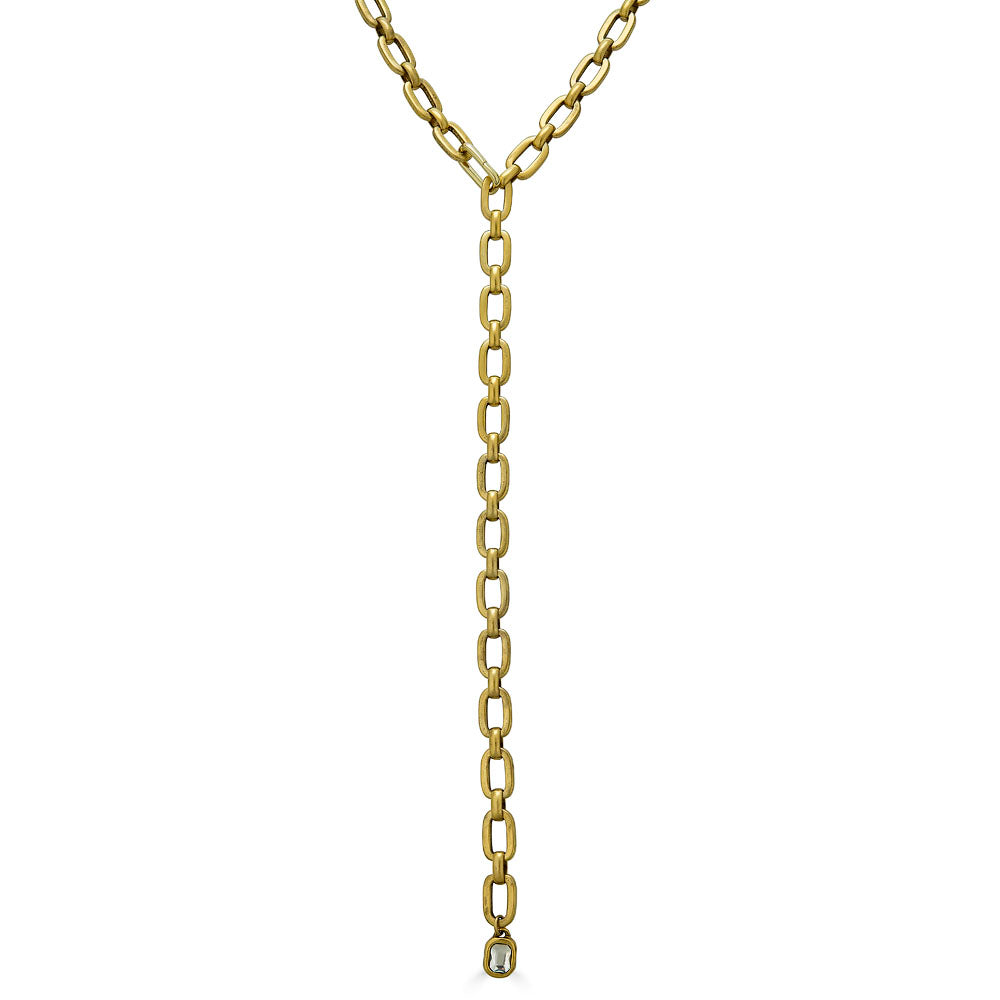 Collier Long Pour Femme 32 Pouces - Plaqué Or, Métal Doré, Pendentif Ovale | Sans Pierre