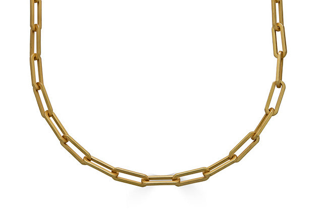 A matte gold paperclip layering chain
