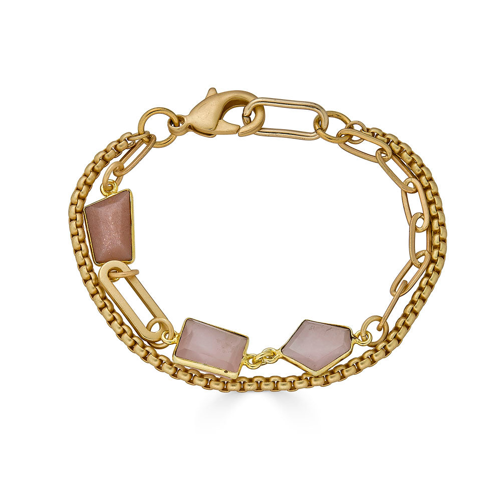 Peach Moonstone and Rose Quartz Bracelet – Loni Paul Jewelry