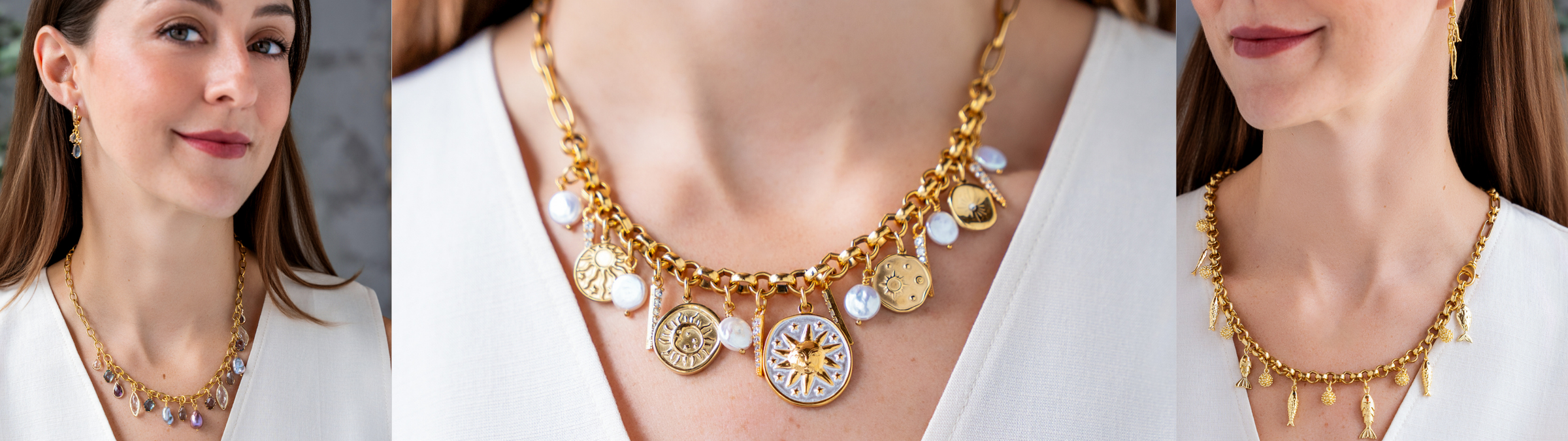 Lifestyle models showcasing Loni Paul Jewelry's exquisite short necklaces for a touch of elegance and charm
