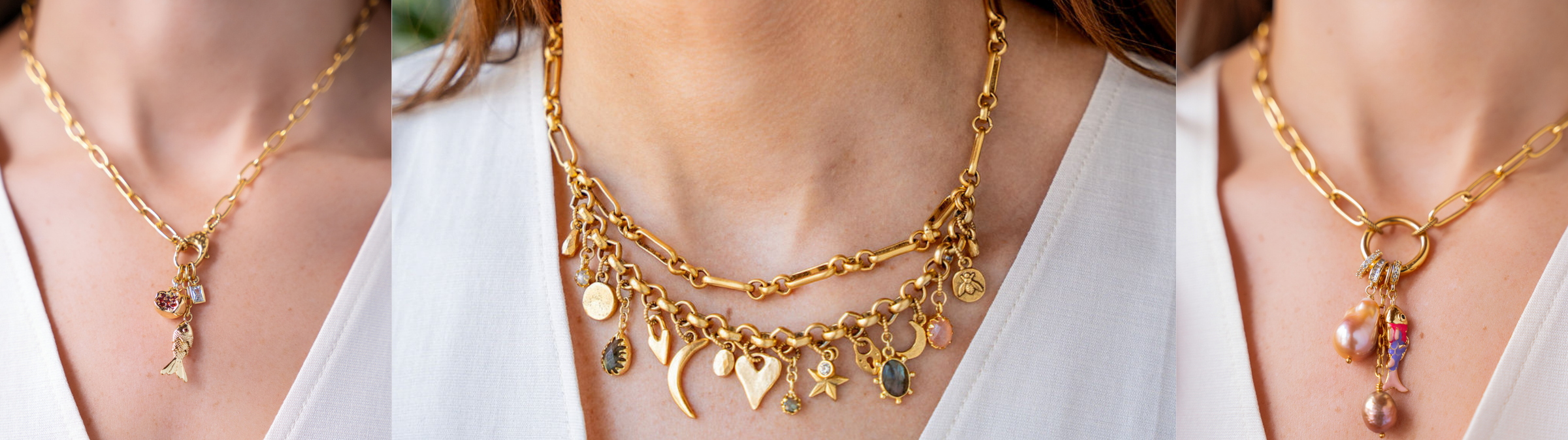 Lifestyle models showcasing Loni Paul Jewelry's exquisite short necklaces for a touch of elegance and charm