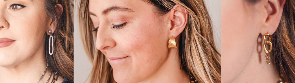 Header image showcasing women adorned in a variety of Loni Paul's handcrafted Everyday Earrings, enhancing their individual styles