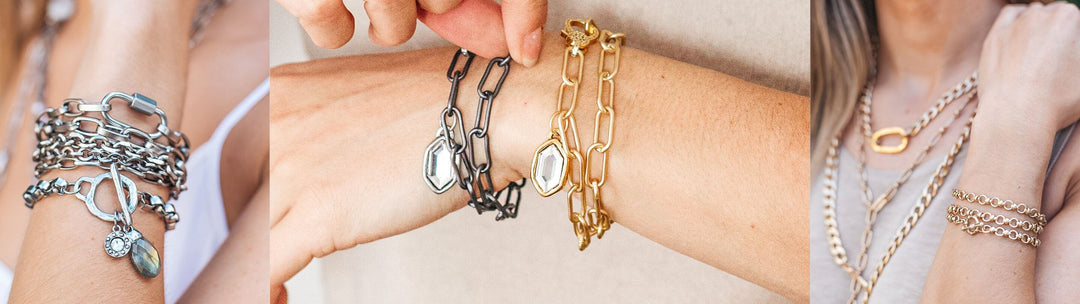 Header image showcasing a variety of Loni Paul's Wrap Bracelets, worn by women expressing their unique style.