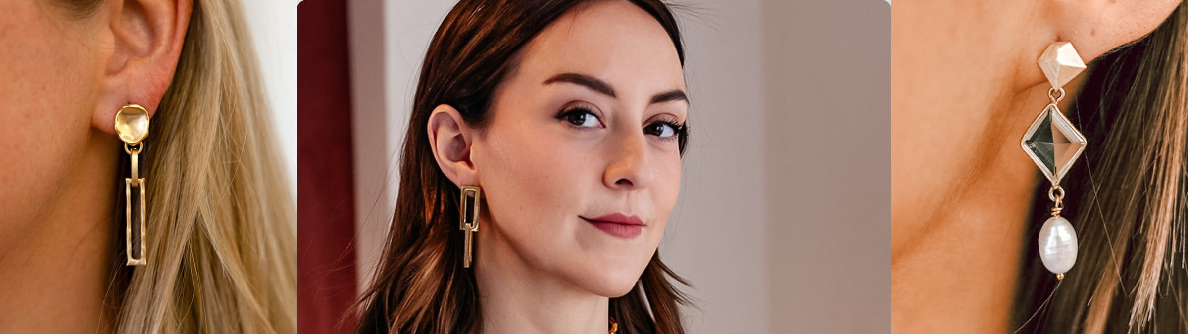 Models wearing beautiful handcrafted earrings