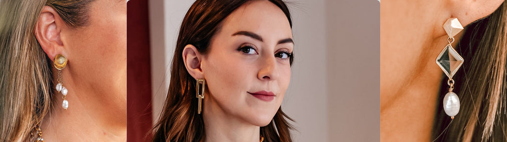 Models wearing beautiful handcrafted earrings