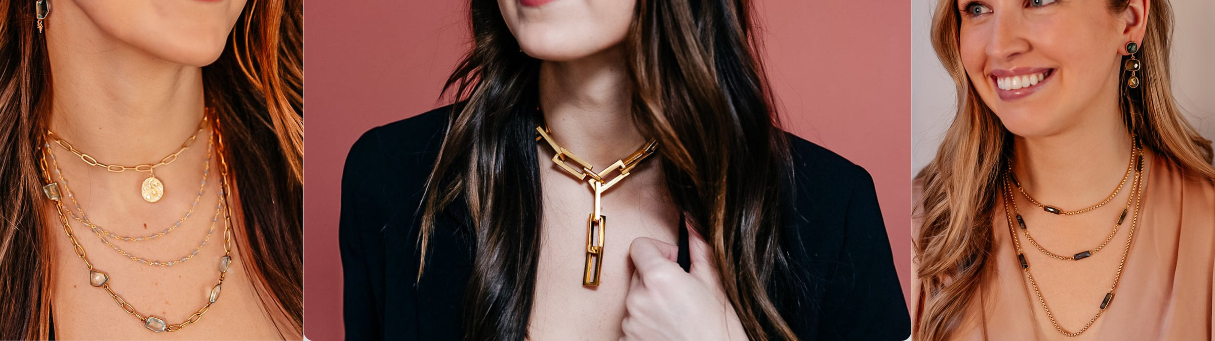 Chunky Matte Gold Necklace with Silver Carabiner – Loni Paul Jewelry