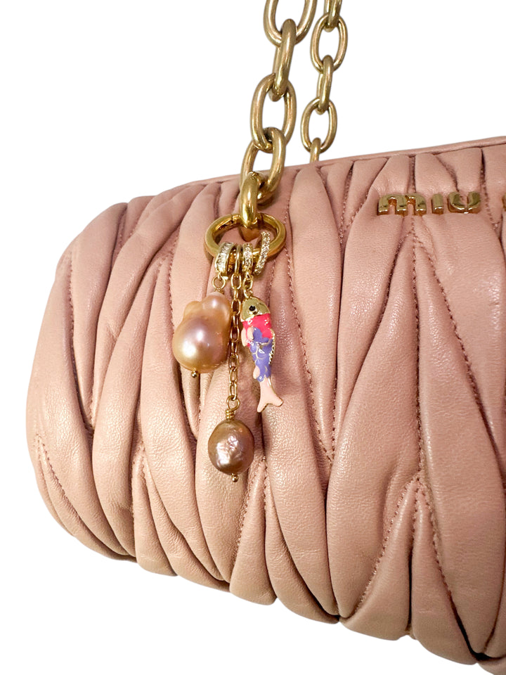 Peach Baroque Pearl Charm Cluster Necklace