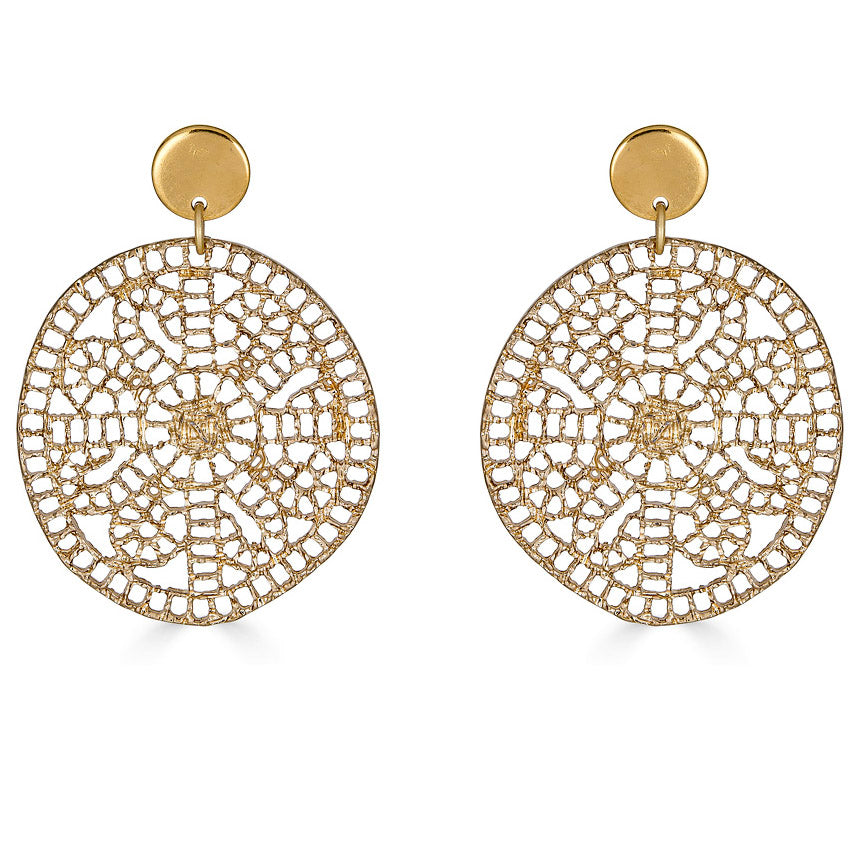 Round Gold Lace Earring