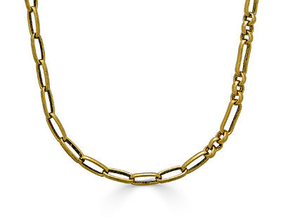 A gold mixed link layering chain