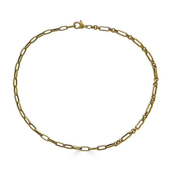A gold mixed link layering chain