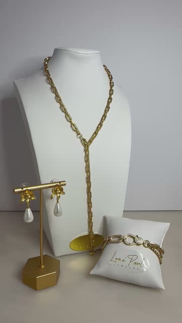 Matte Gold Lariat Necklace