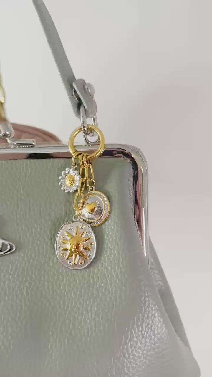 Mixed Metal Charm Cluster Necklace