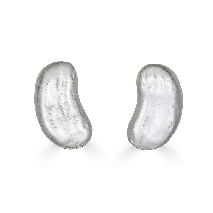 A matte silver bead shaped stud earring