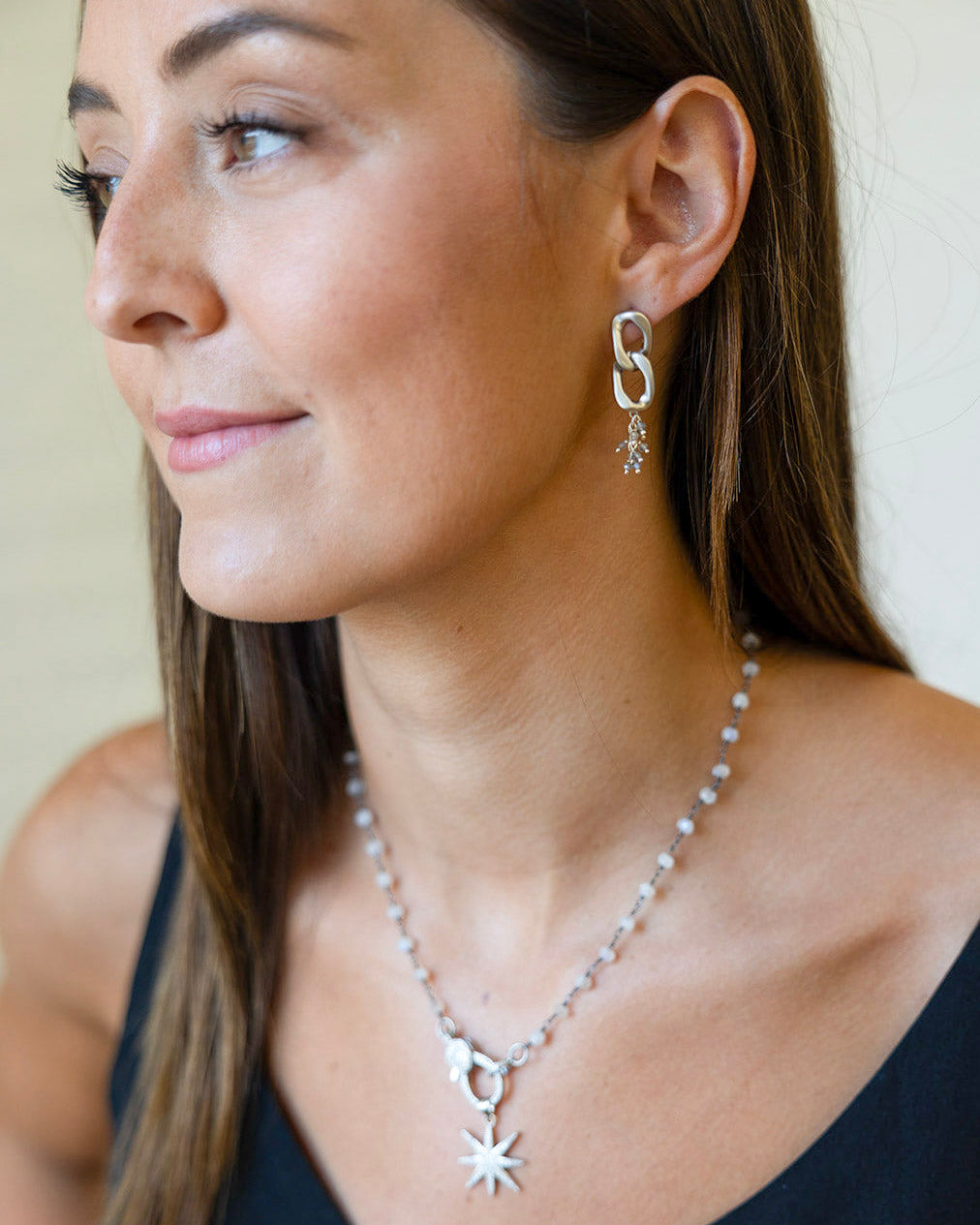 Silver chain link earrings sales