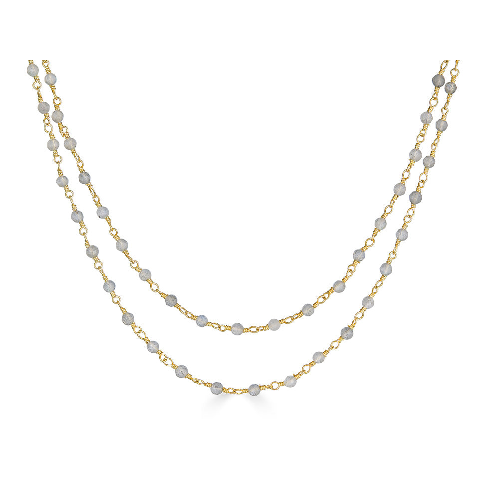 a delicate two strand labradorite bead necklace.