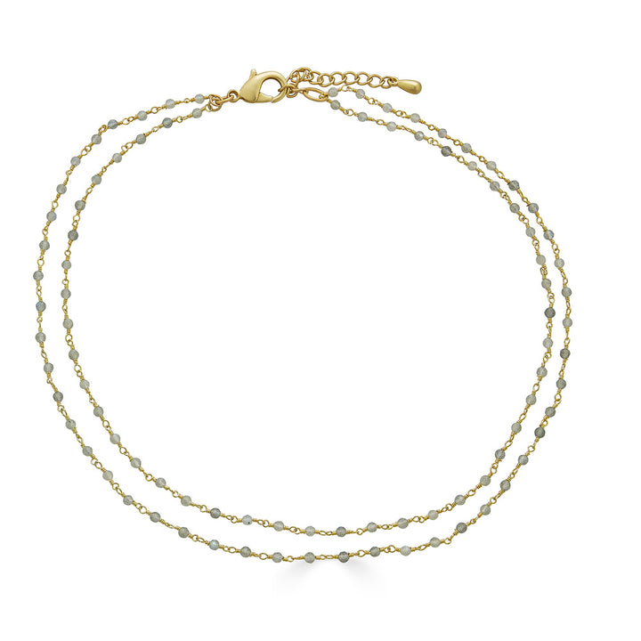 a delicate two strand labradorite bead necklace.